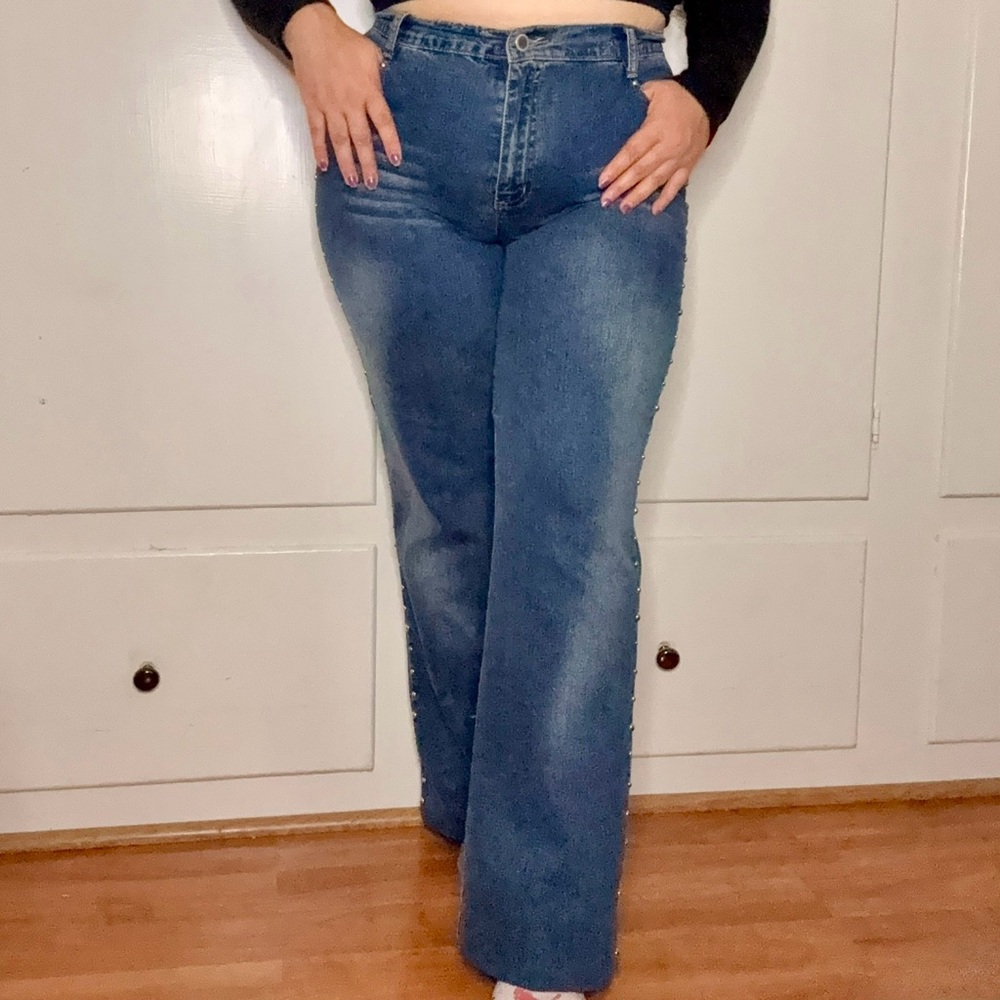 Vintage 90s/Y2K Milana Silver Studded Bootcut Jeans